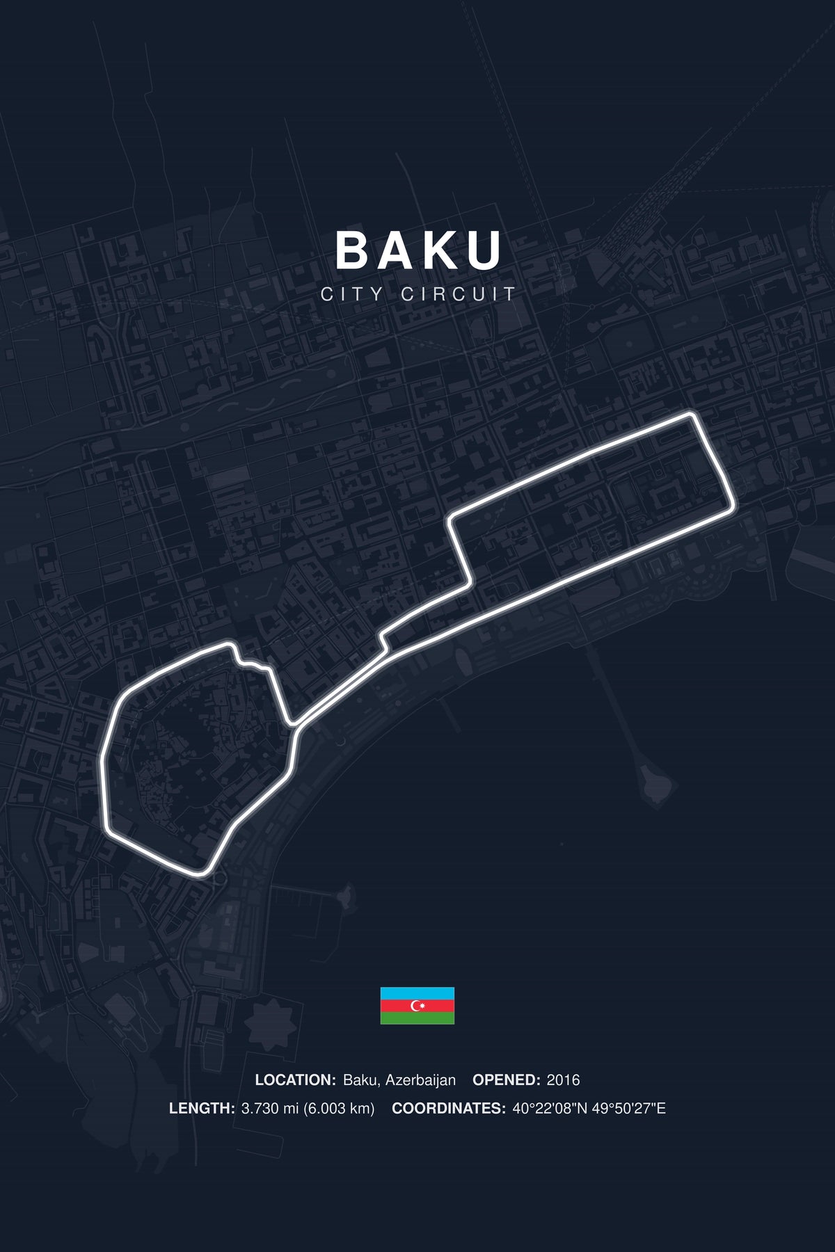 Baku Circuit Poster — Azerbaijan — Midnight