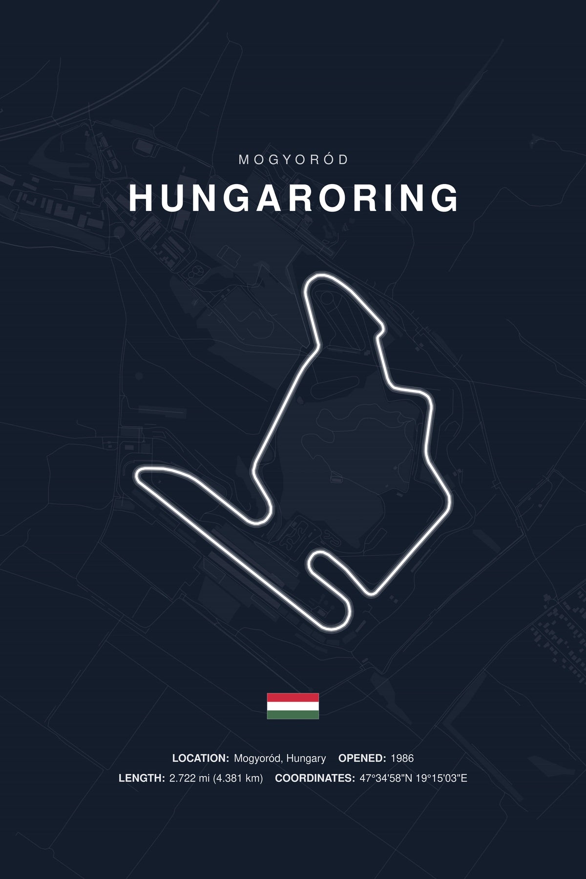 Hungaroring Circuit Poster — Hungary — Midnight