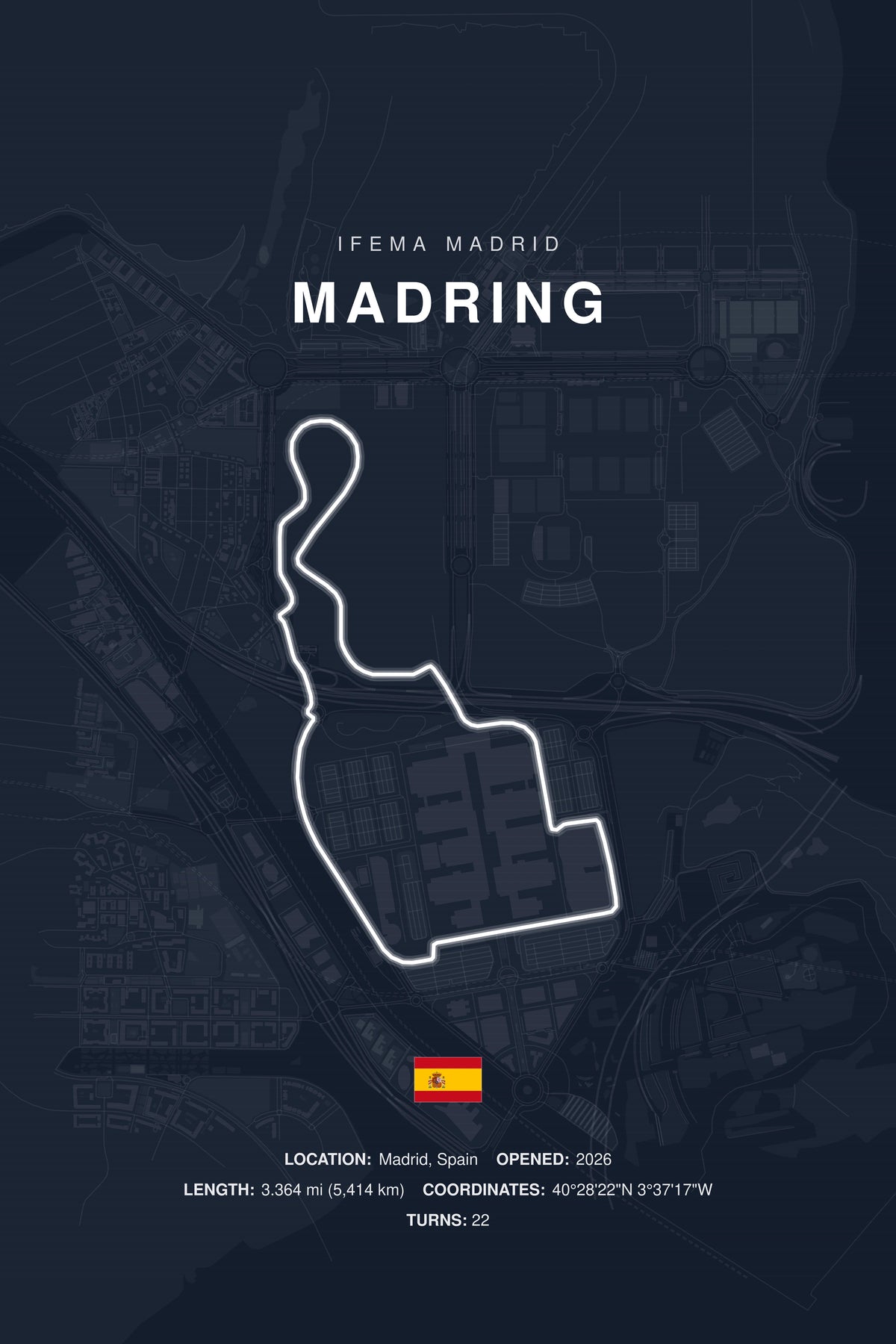 Madrid Circuit Poster — Spain — Midnight