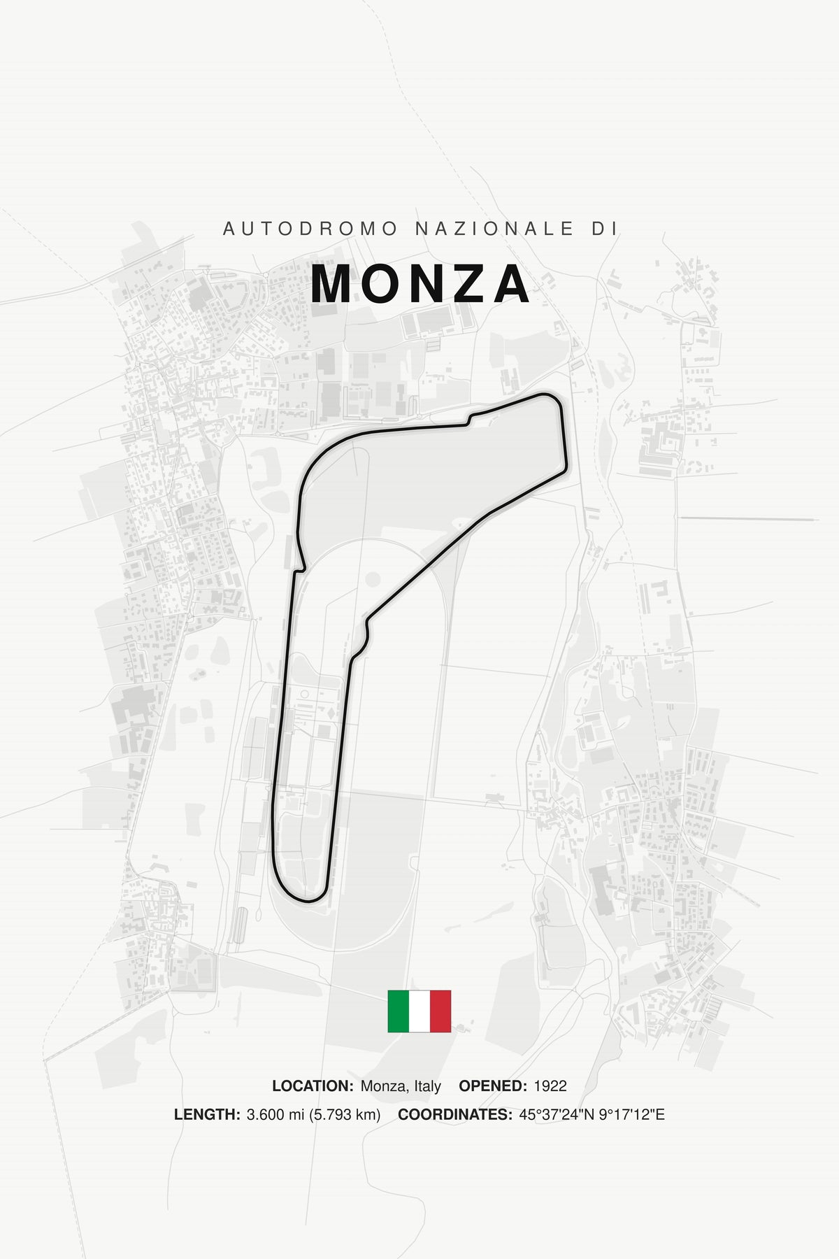 Monza Circuit Poster — Italy — Ivory