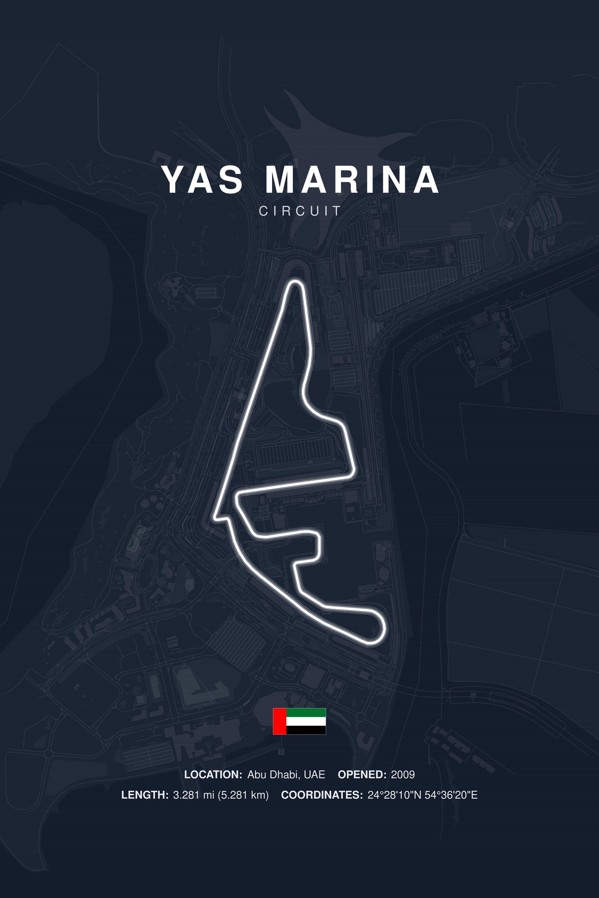 Yas Marina Circuit Poster — Abu Dhabi — Midnight