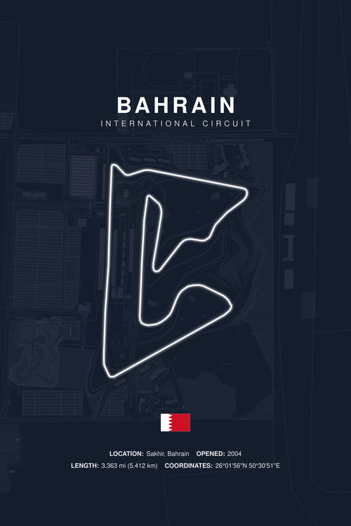 Bahrain circuit poster in Midnight, unframed — Avero Circuits