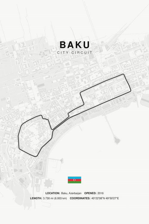 Baku circuit poster in Ivory, unframed — Avero Circuits