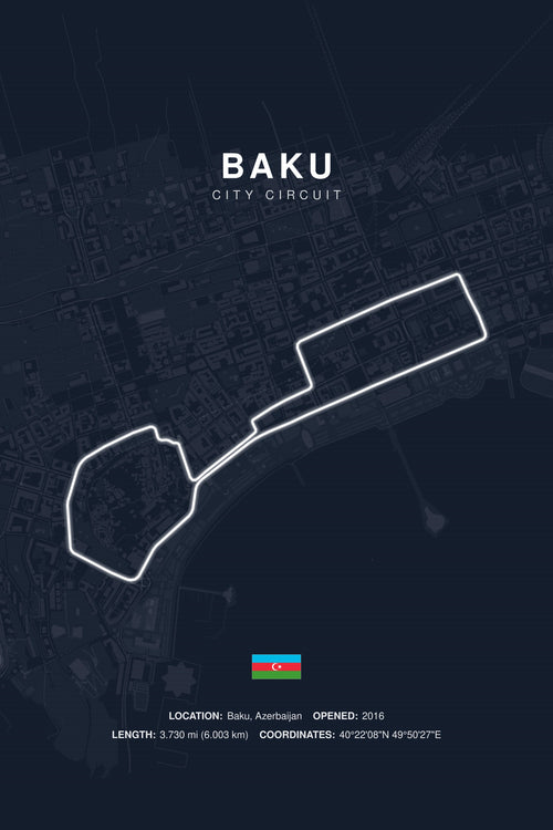 Baku circuit poster in Midnight, unframed — Avero Circuits