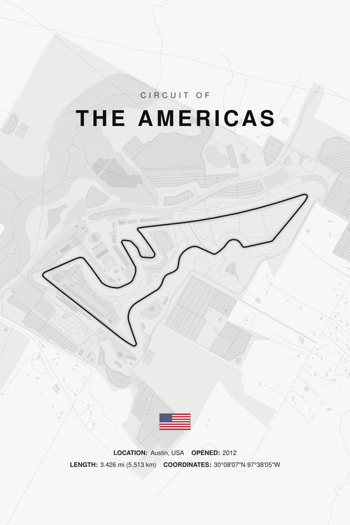 Austin circuit poster in Ivory, unframed — Avero Circuits
