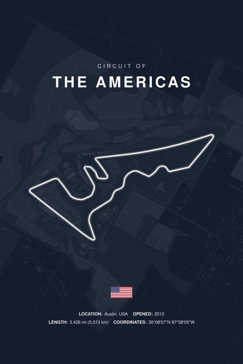 Austin circuit poster in Midnight, unframed — Avero Circuits
