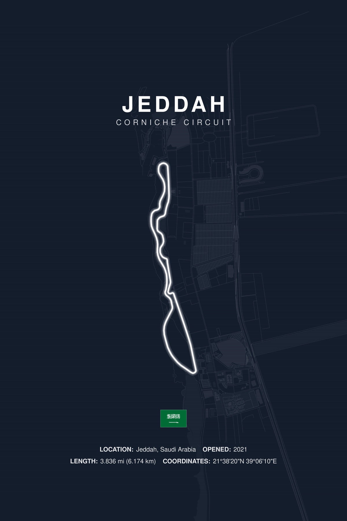 Jeddah Circuit Poster — Saudi Arabia — Midnight