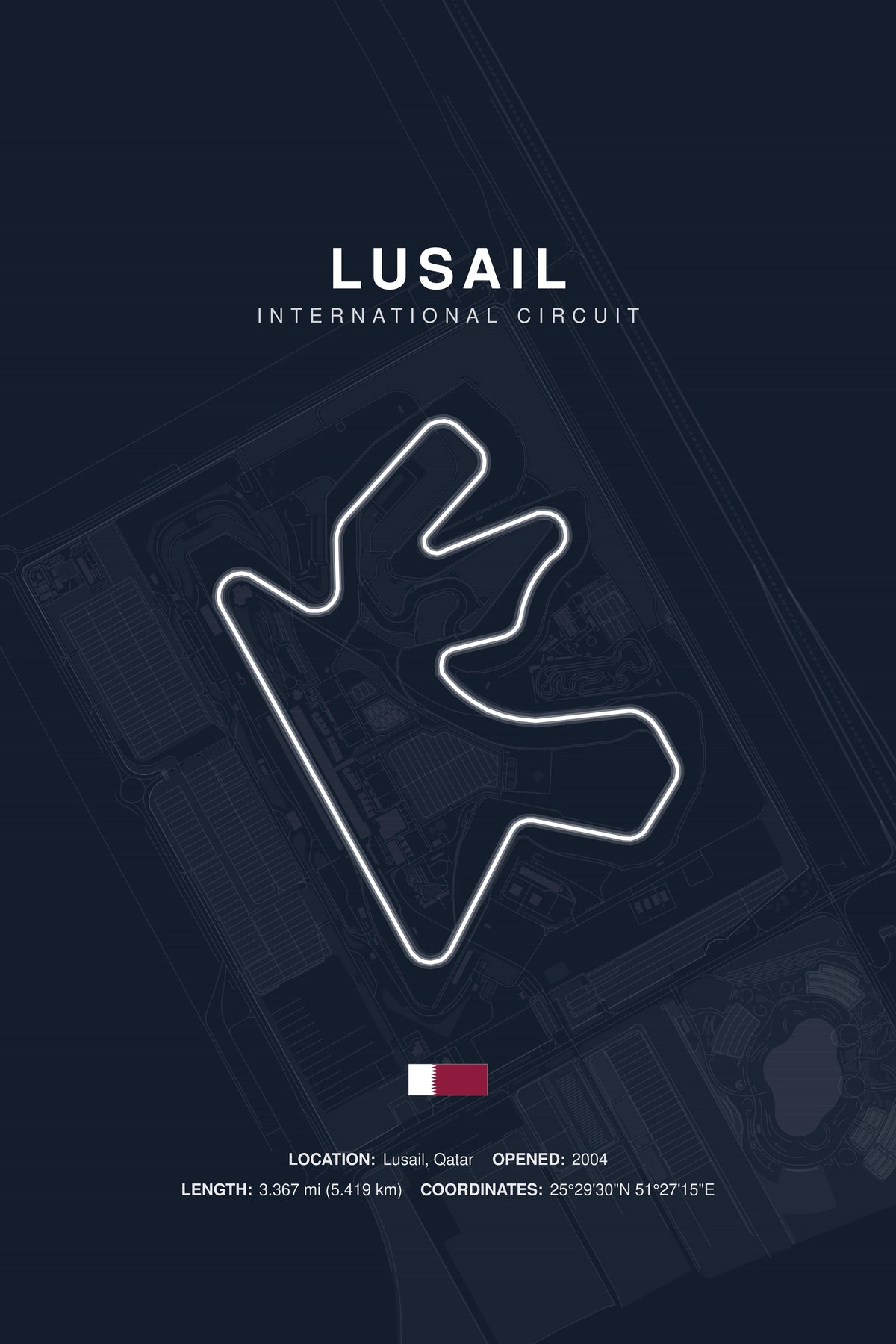 Lusail Circuit Poster — Qatar — Midnight