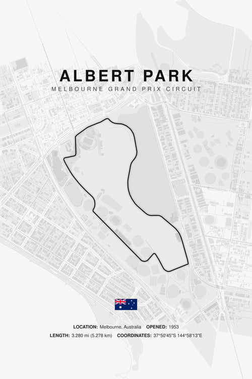 Albert Park circuit poster in Ivory, unframed — Avero Circuits