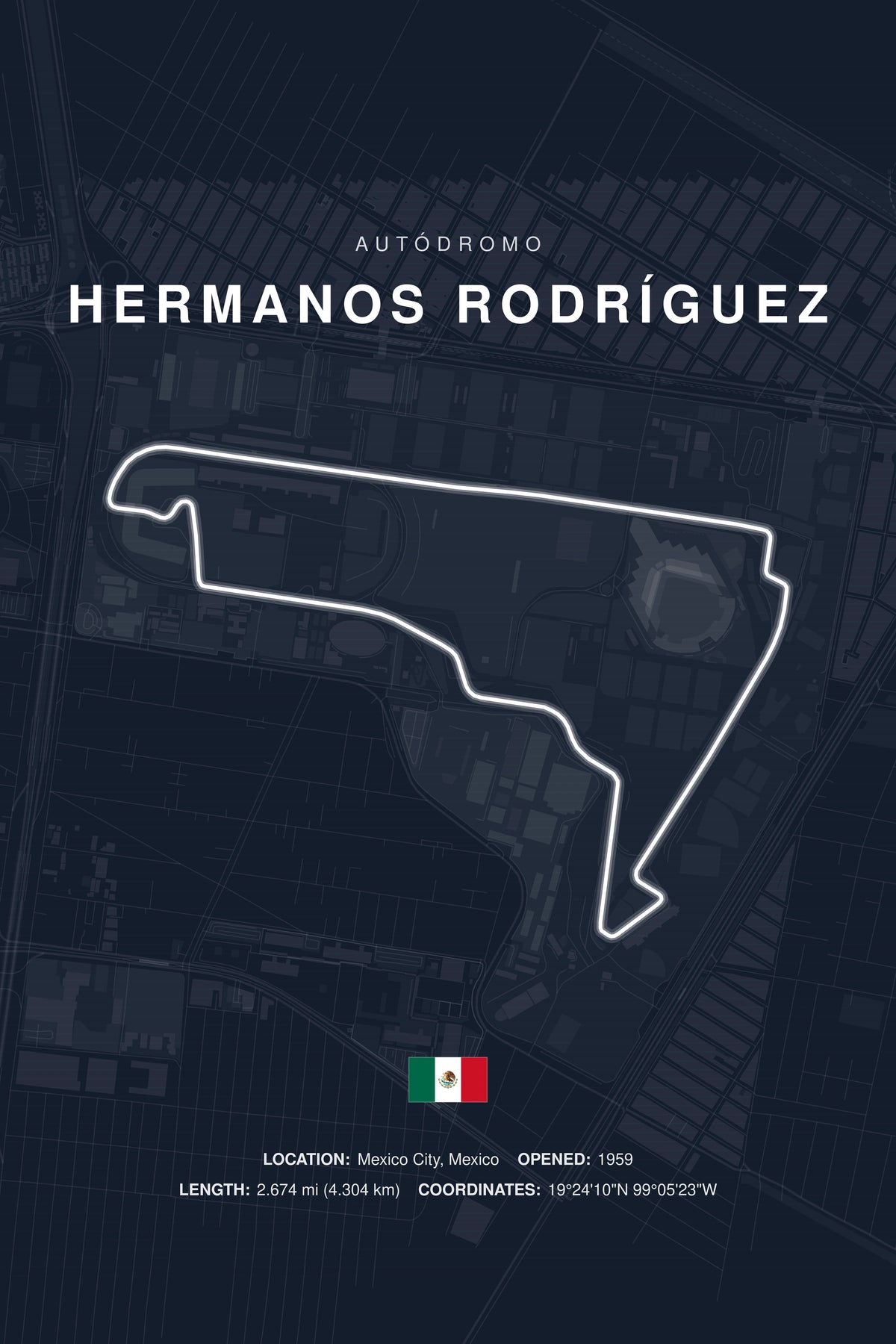 Mexico City Circuit Poster — Mexico — Midnight