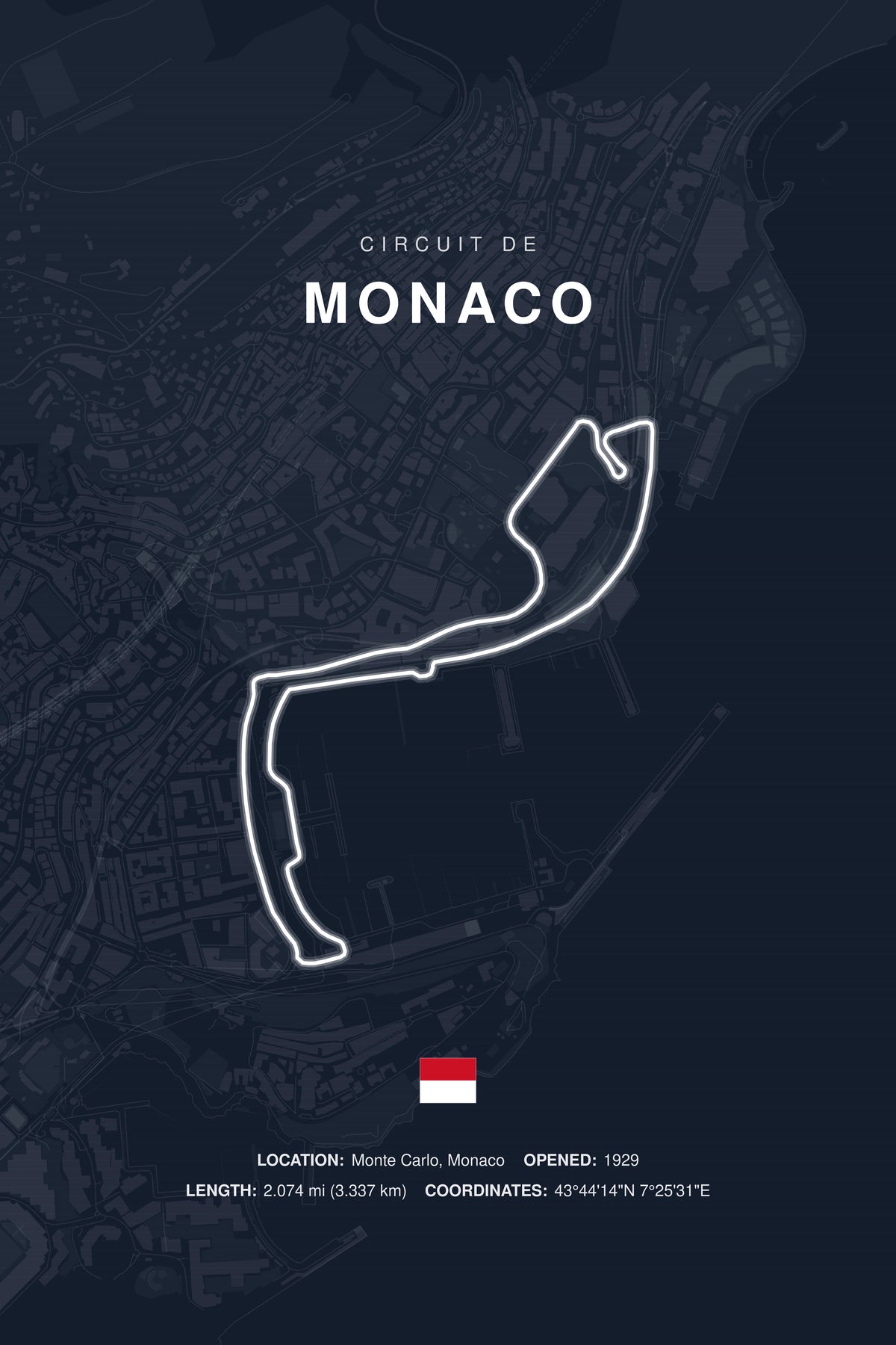 Monaco Circuit Poster — Monaco — Midnight