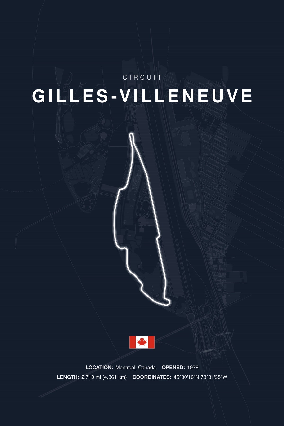 Gilles-Villeneuve Circuit Poster — Canada — Midnight