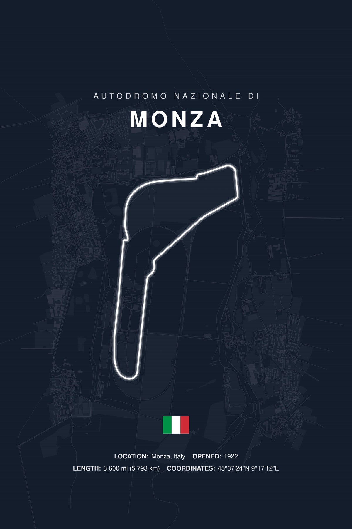 Monza Circuit Poster — Italy — Midnight