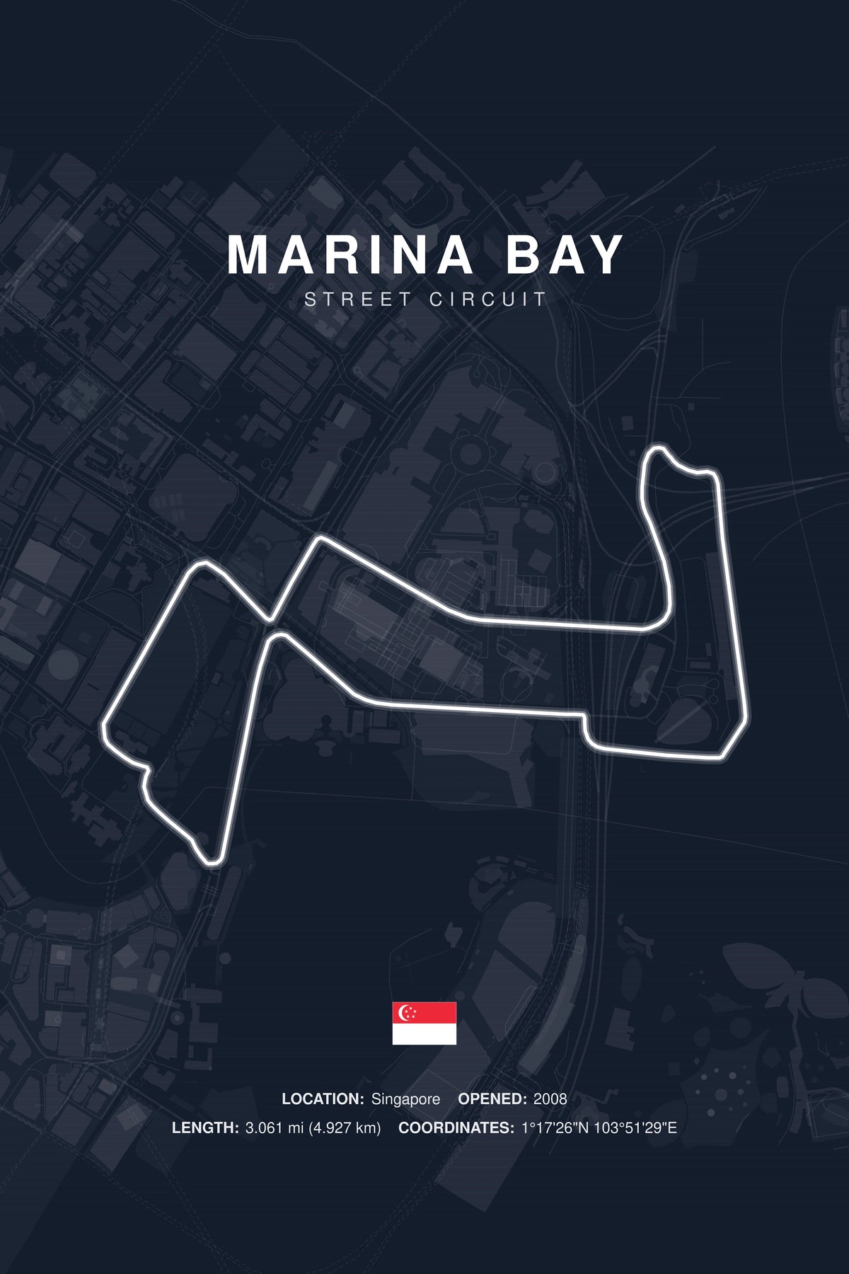 Marina Bay Circuit Poster — Singapore — Midnight
