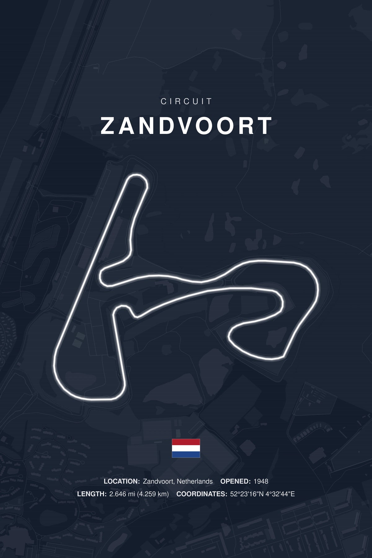 Zandvoort Circuit Poster — Netherlands — Midnight